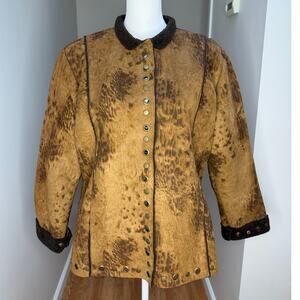 Vintage Western Urban Tribe Jacket Women Large Brown Animal Print